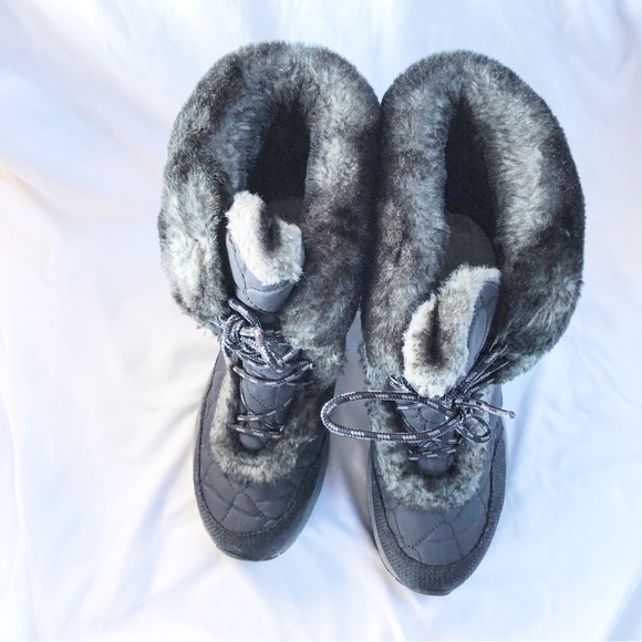 L.L. BEAN | COMMUTER FAUX FUR TRIM QUILTED WINTER SNOW BOOTS SIZE 8.5 - Picture 5 of 10